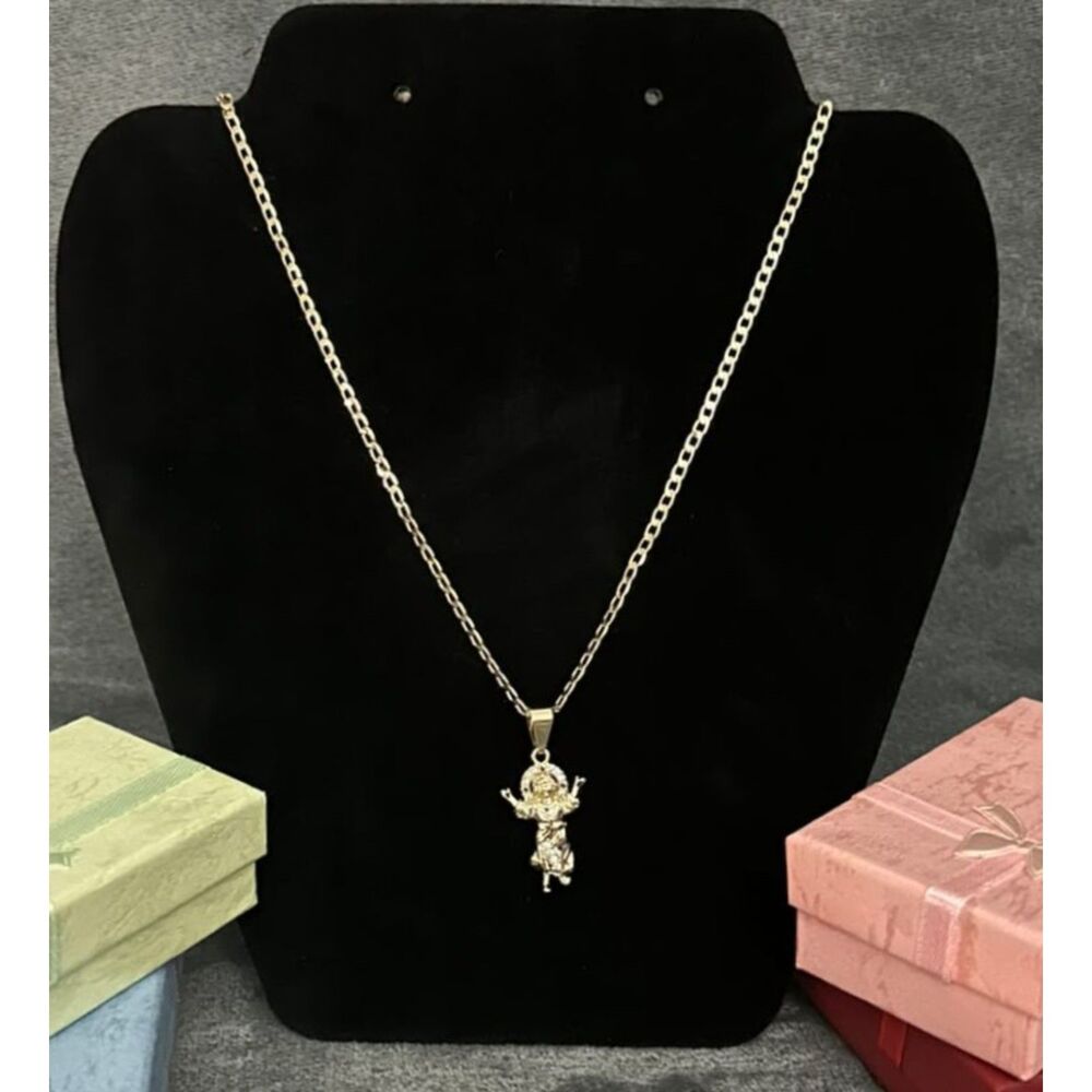 Cuban Link Chain 18K Gold Filled Small Religious Pendant